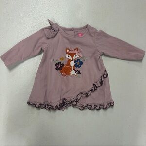 Adorable Fox Print Kids Top - Purple - Size 9M